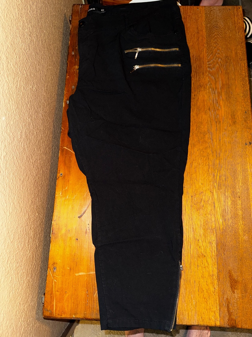 Torrid Black Cargo Pants with Gold Zippers Sz 26W
